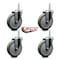 Service Caster 5 Inch Gray Polyurethane Wheel Swivel 58 Inch Threaded Stem Caster Set Service Caster SCC-TS20S514-PPUB-58212-4 - alternate 2